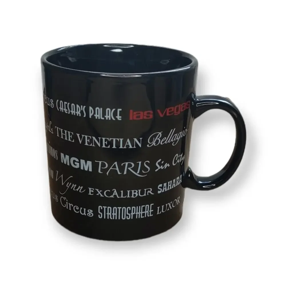 Las Vegas Sin City Casino Novelty Souvenir Black Ceramic Coffee Tea‎ Mug